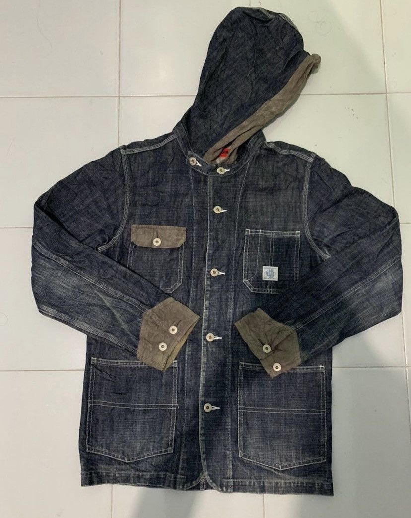 💥Vintage Optimystic Denim Fly Button Hooded Jacket - 1