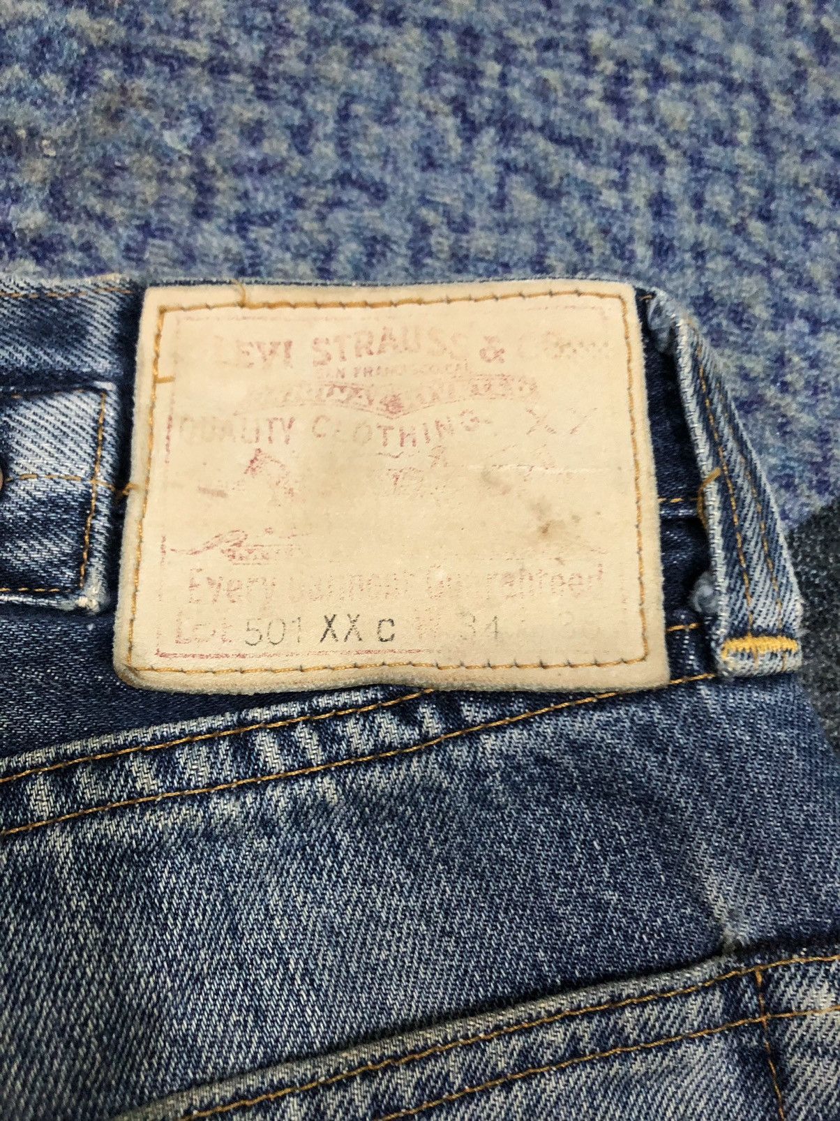 Vintage - Levis 501XXc Big E Selvedge Button 555 Denim - 11