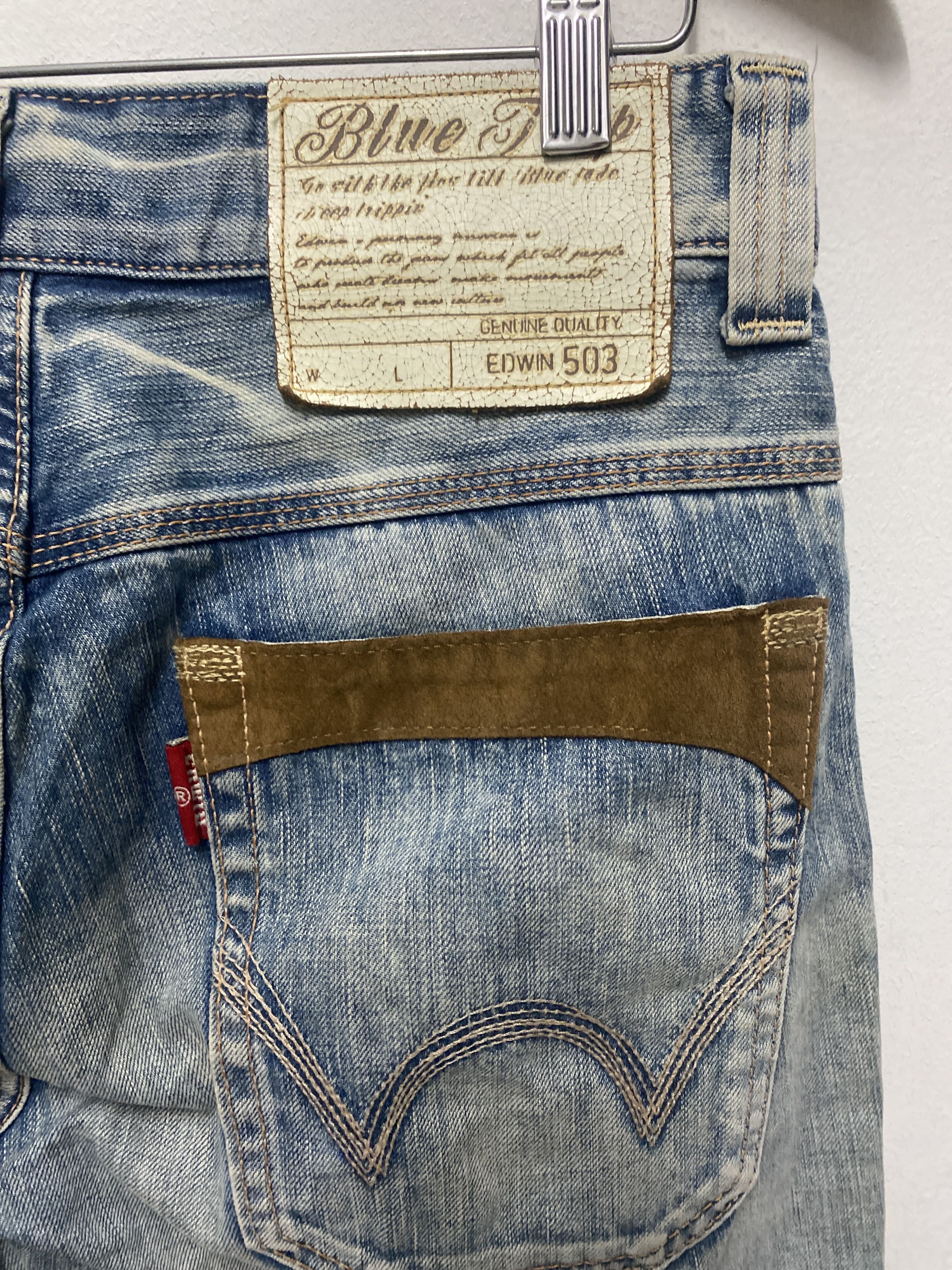 Vintage Distressed Utility Denim Jeans with Cargo Pockets and Contrast Trim - 4
