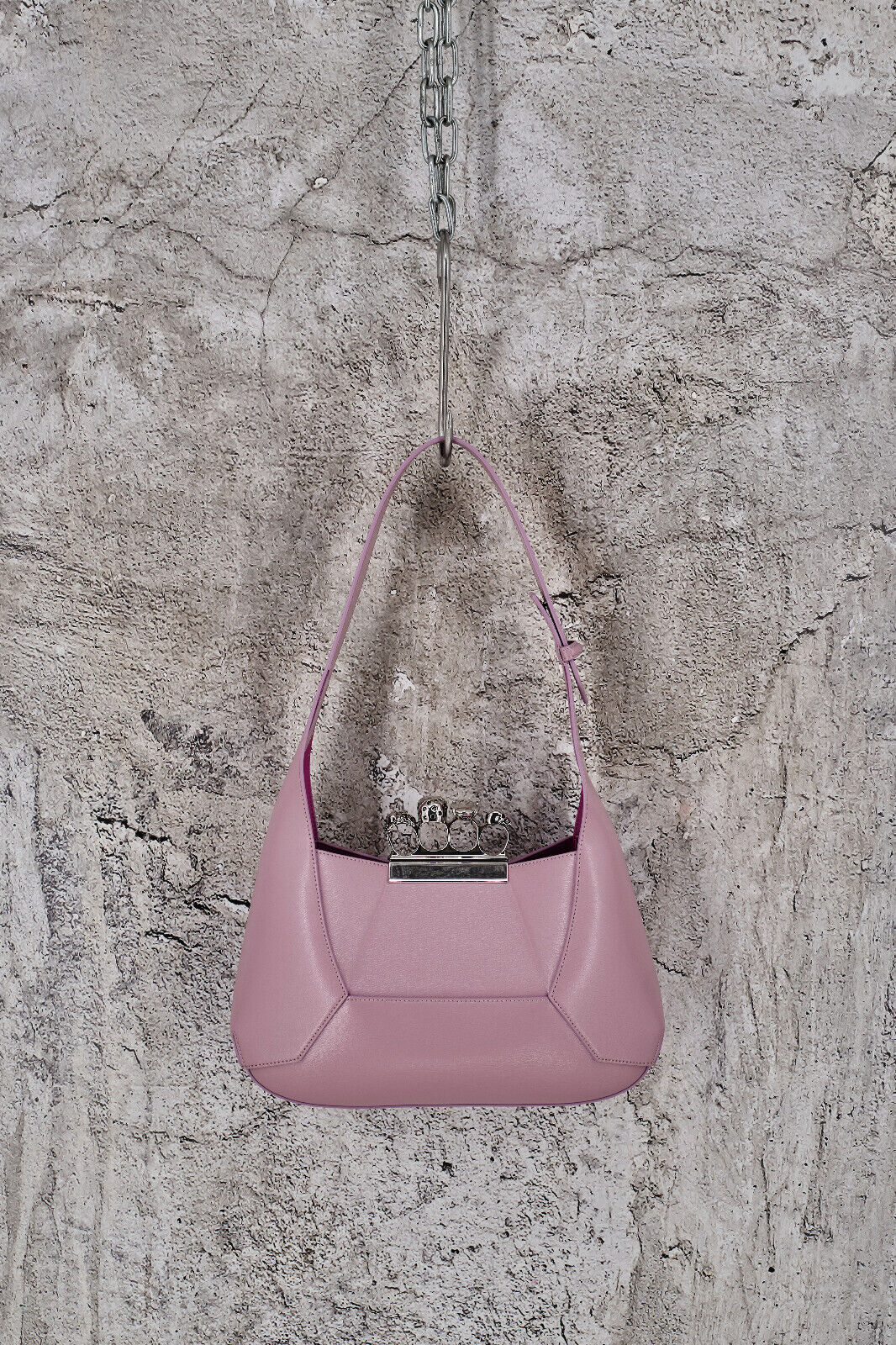 Brand New in Box Alexander Mcqueen Jewelled Hobo Leather Tote Bag in Antique Pink, 2890$ - 4