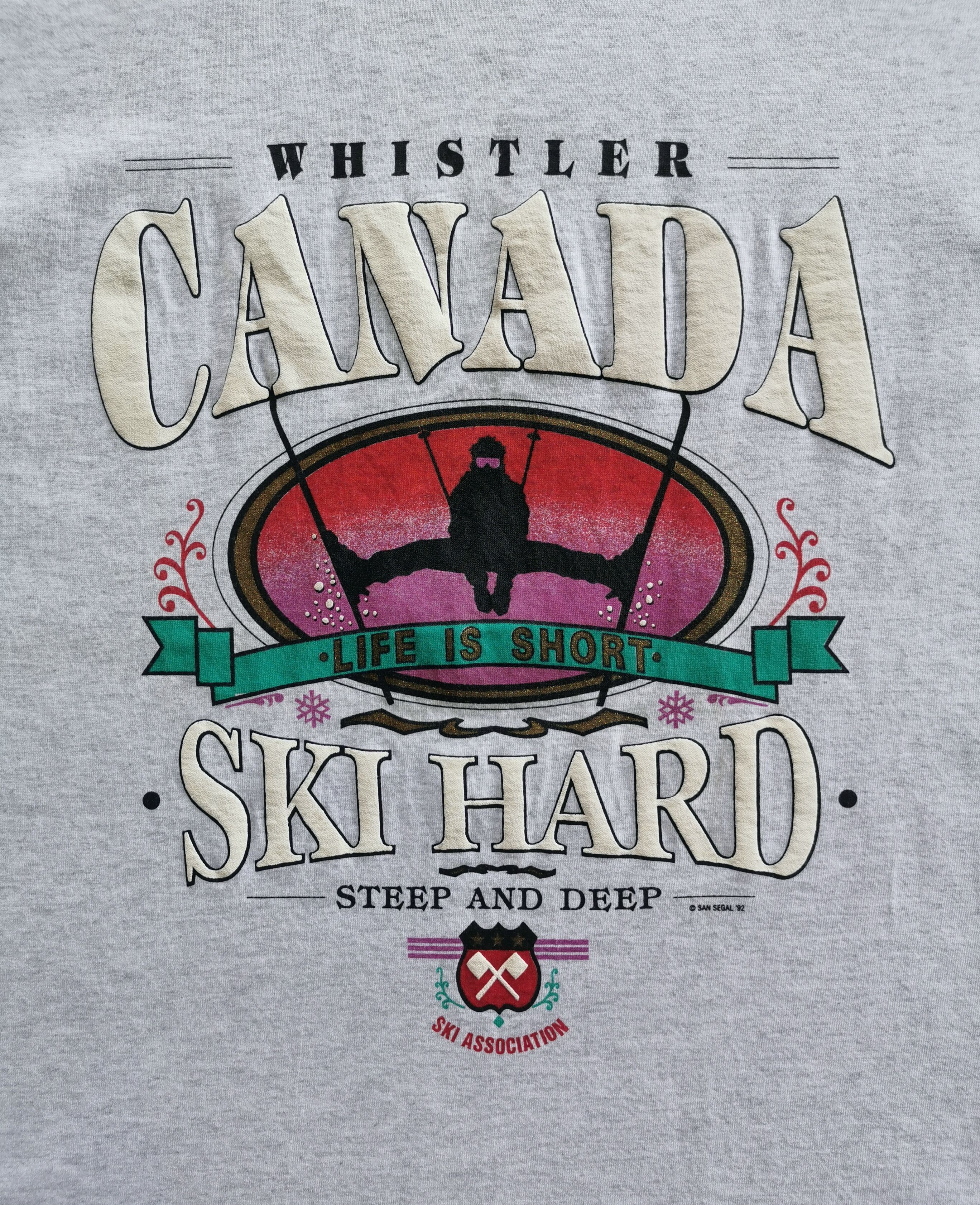 1992 Vintage Whistler Canada Ski Hard Tshirt - 4