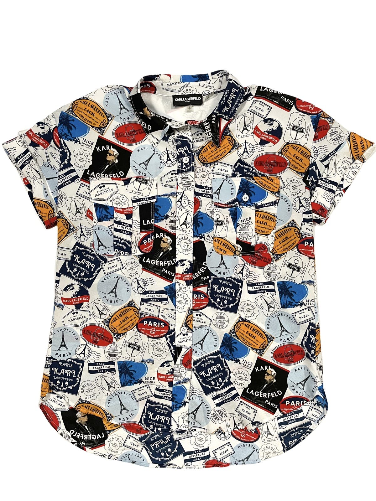 Karl Lagerfeld - Graphic Short Sleeve Button Up Shirt - 1