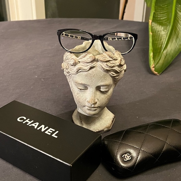 Chanel Rare Navy Blue Silver Chain 3268-Q Eyeglasses Logo 53-17-140 EUC Glasses - 1