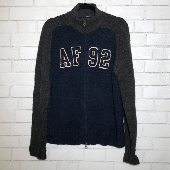 Abercrombie & Fitch Retro Y2K Vintage Lambswool Logo Sweater Cardigan - 1