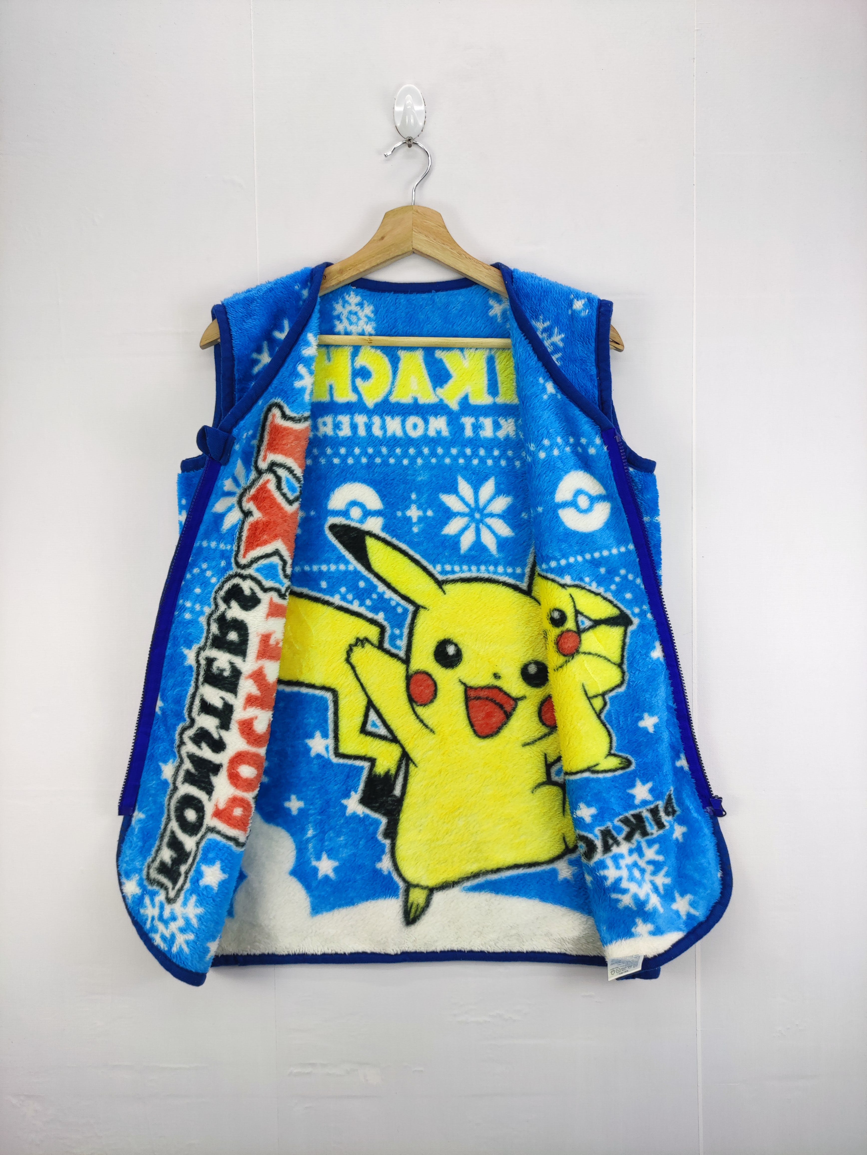 Vintage pokemon Pikachu Vest Fleece Zipper - 4