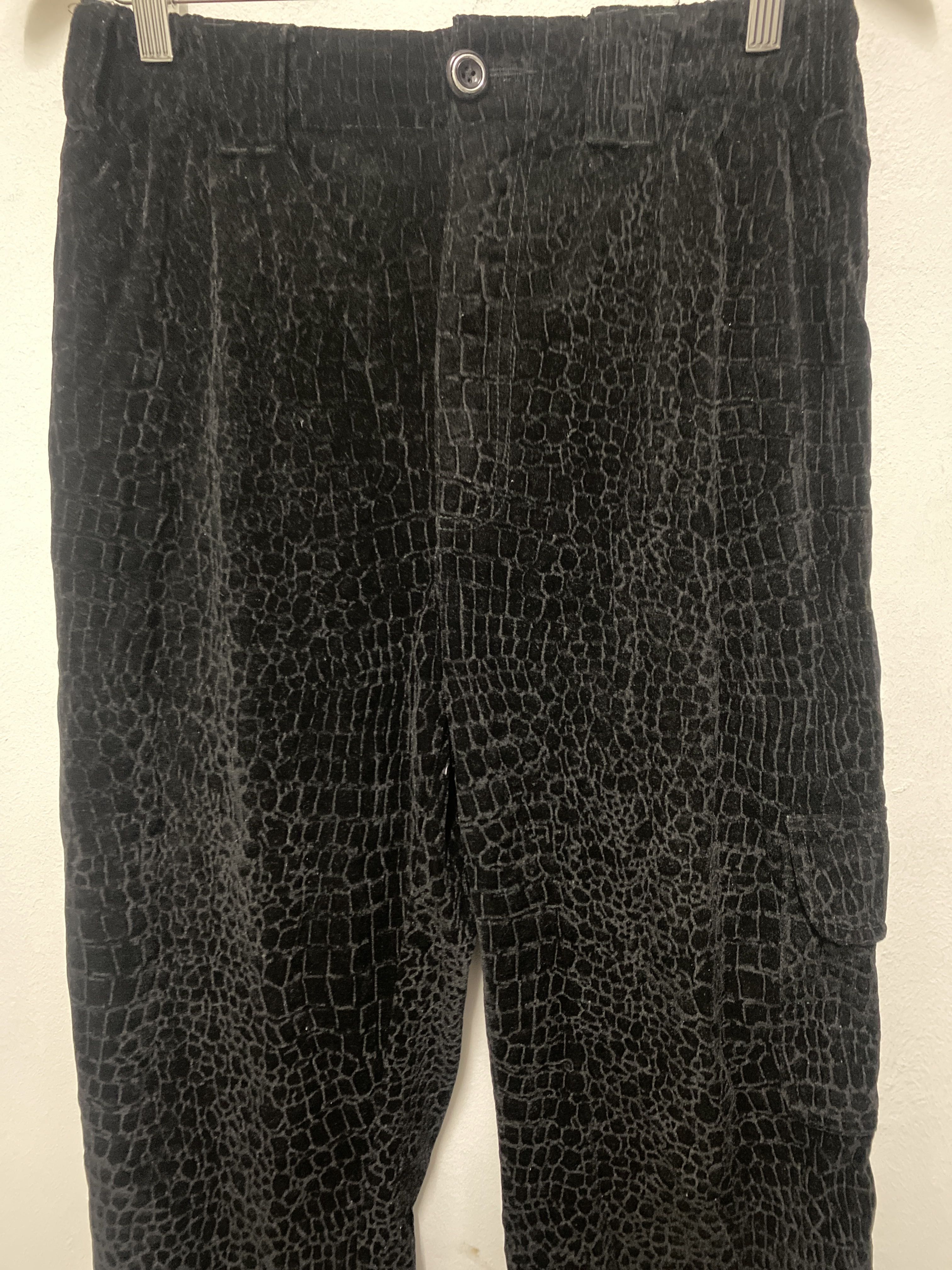 Eddie Odyssey EOS Individual Black Velvet Croc-Embossed Pants - 4