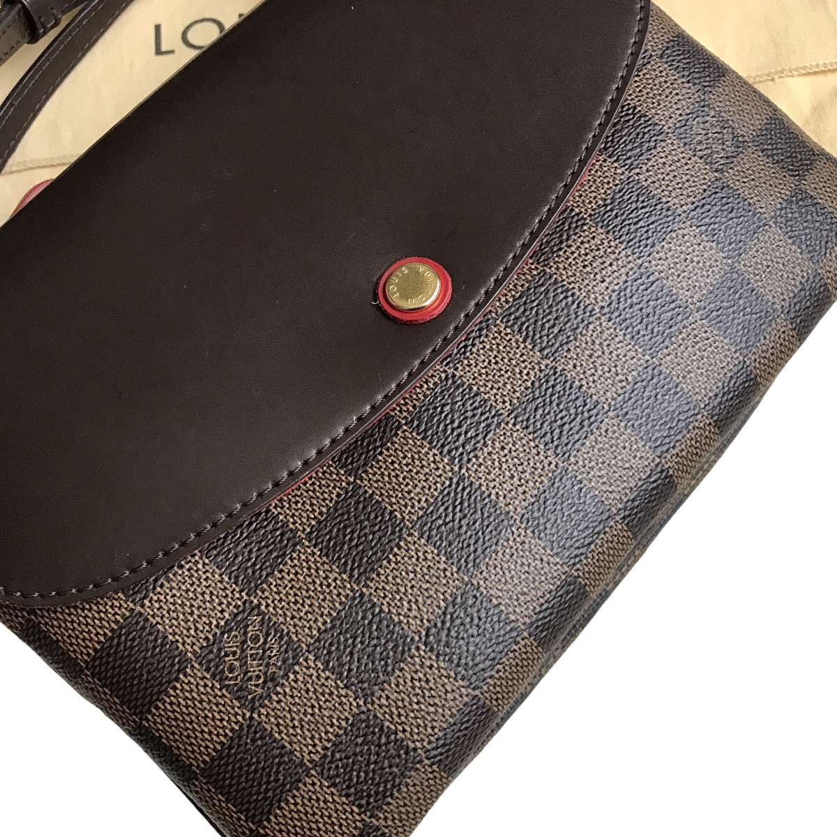 Louis Vuitton Damier Ebene Twice Cerise Pochette Sling Bag - 7