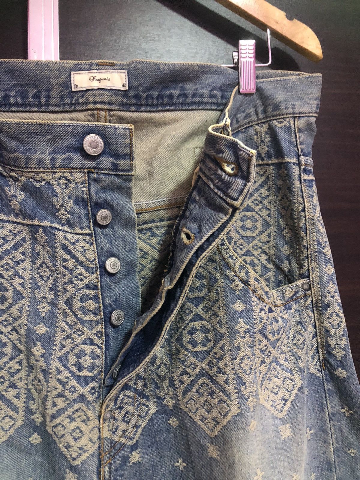 Japanese Brand - 🔥Iroquois Cross Art Design Pants Buckle Back Jeans - 6