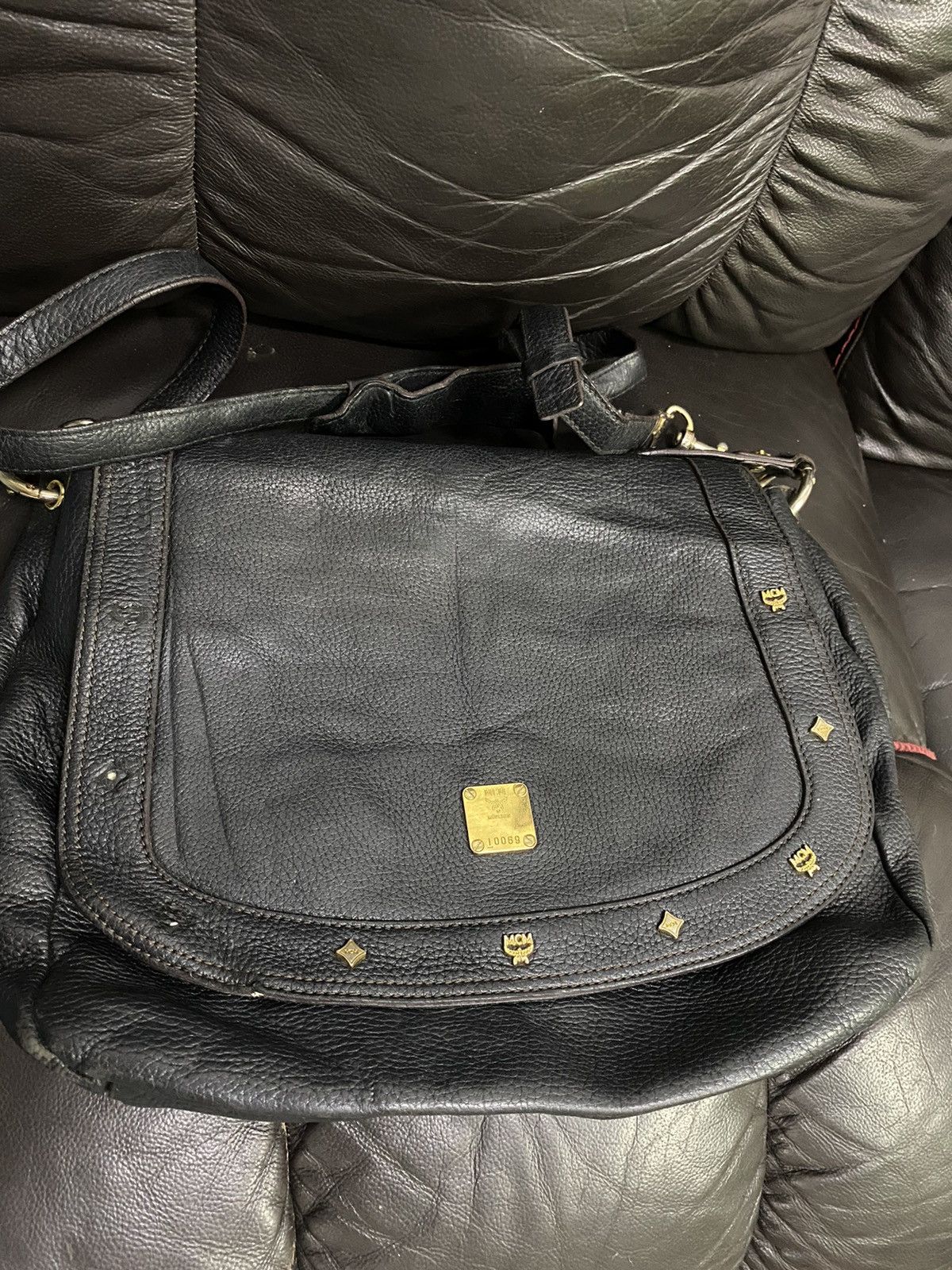 Authentic MCM Leather Shoulder Bag - 25