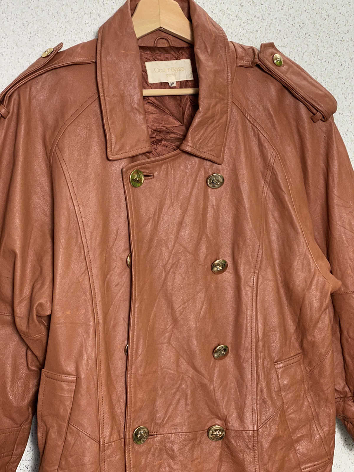 Japanese Brand - Vintage Courreges Trench Coat Leather Long Jacket - 3