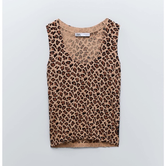 Zara Leopard Print Knit Top - 3