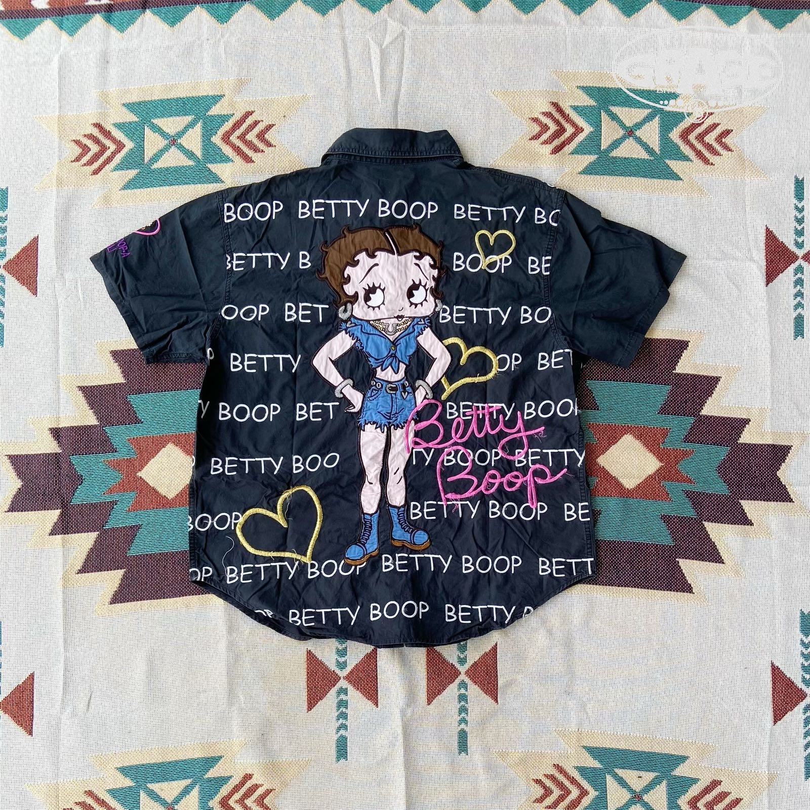 Vintage Work Shirt BETTY BOOP All Over Embroidery  - 1