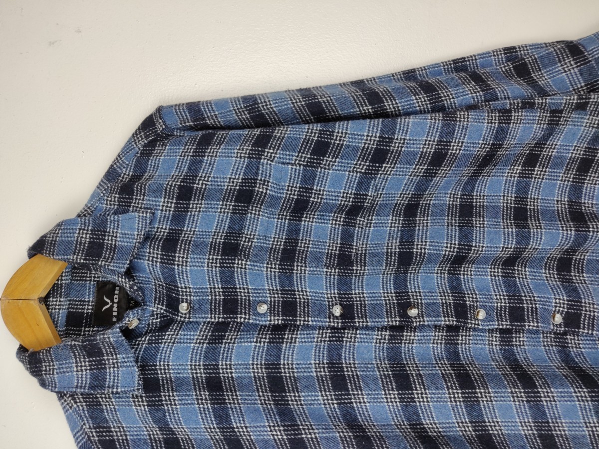 Flannel - Finch Japan Blue Check Button Up Shirt Oxford - 4