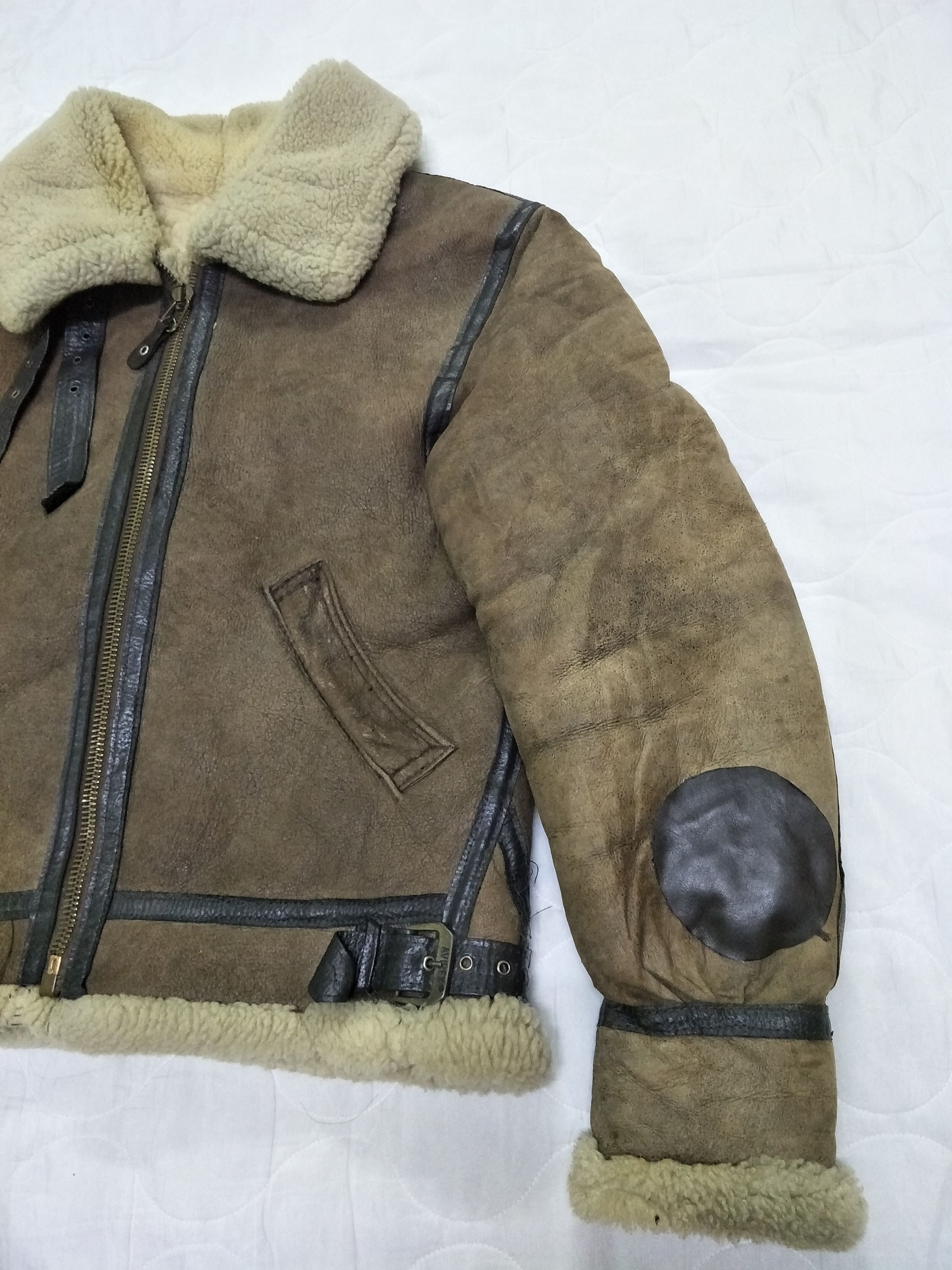 Vintage Sheepskin Shearling Avirex Aviator Bomber - 5