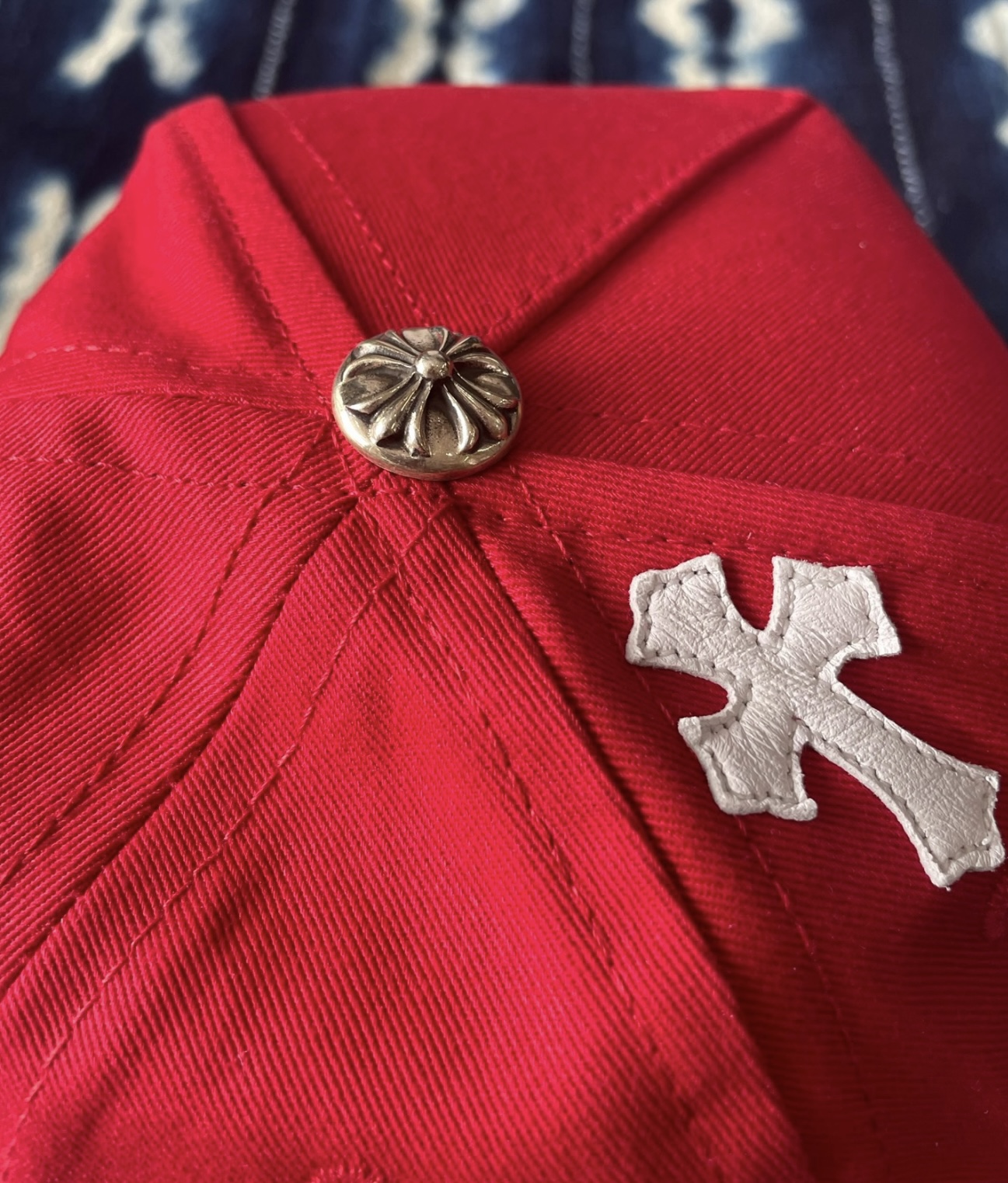 Chrome Hearts Red Cap with White Cross Patch - 6
