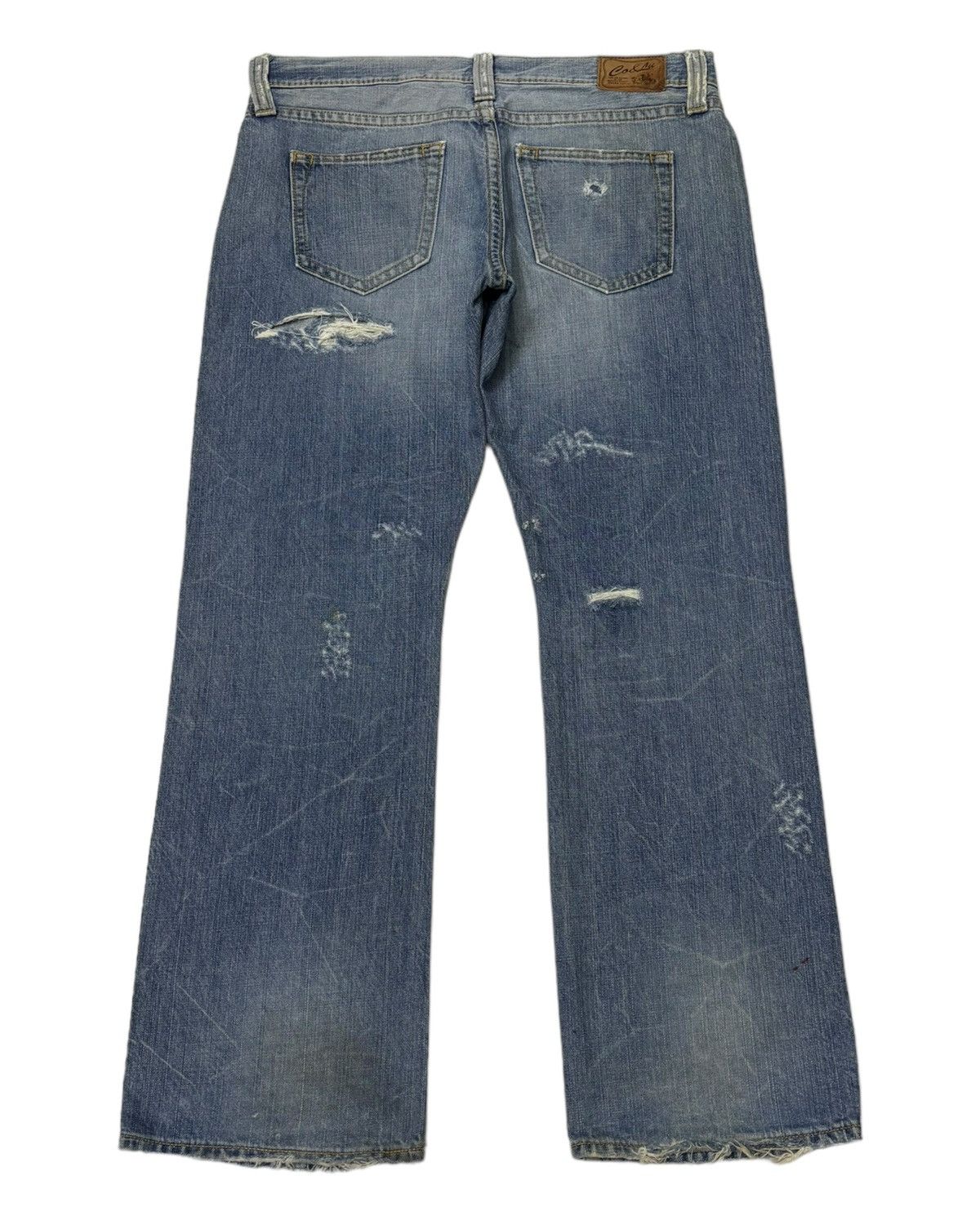 Archival Clothing - VINTAGE CO&LU THRASHED DISTRESS RIPS BAGGY FLARE JEANS - 8