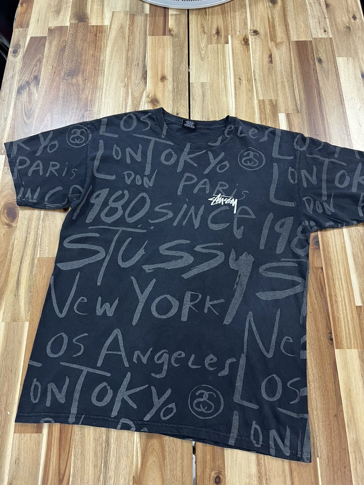 Vintage Stussy Full print Reflective T Shirt - 1