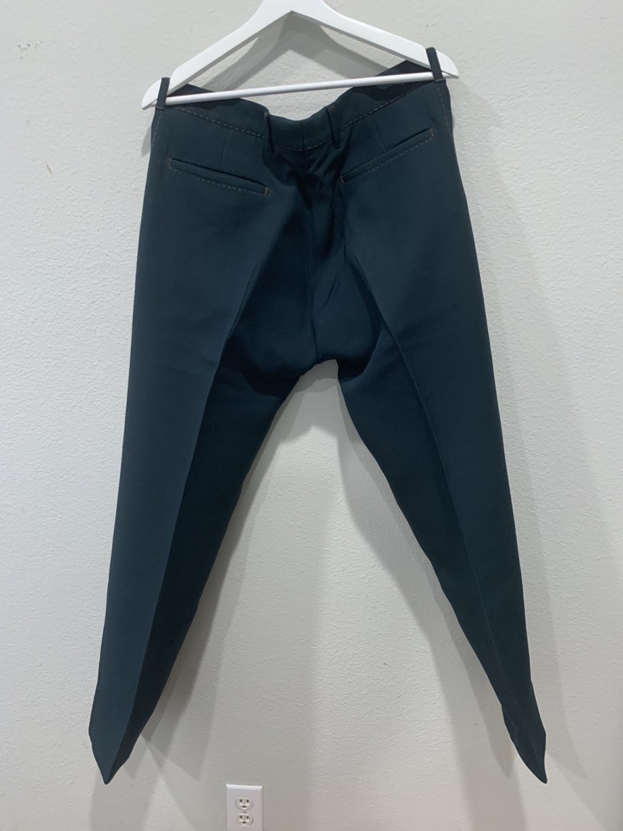 Deep emerald green wool/silk pleated trousers 52 - 2