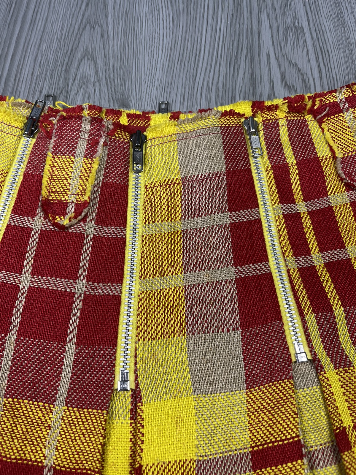 Japanese Brand - Vetement DHL colorway Plaid Pleated Multi Zipper Skirt - 8