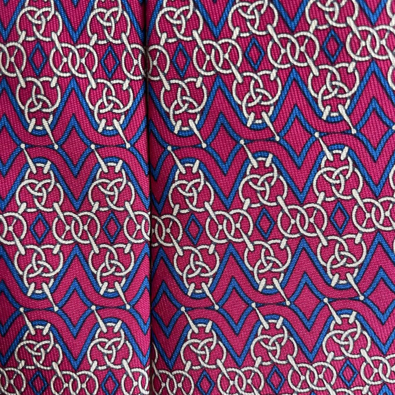 Hermes Paris Silk Tie 7756 FA Chains Red - 1