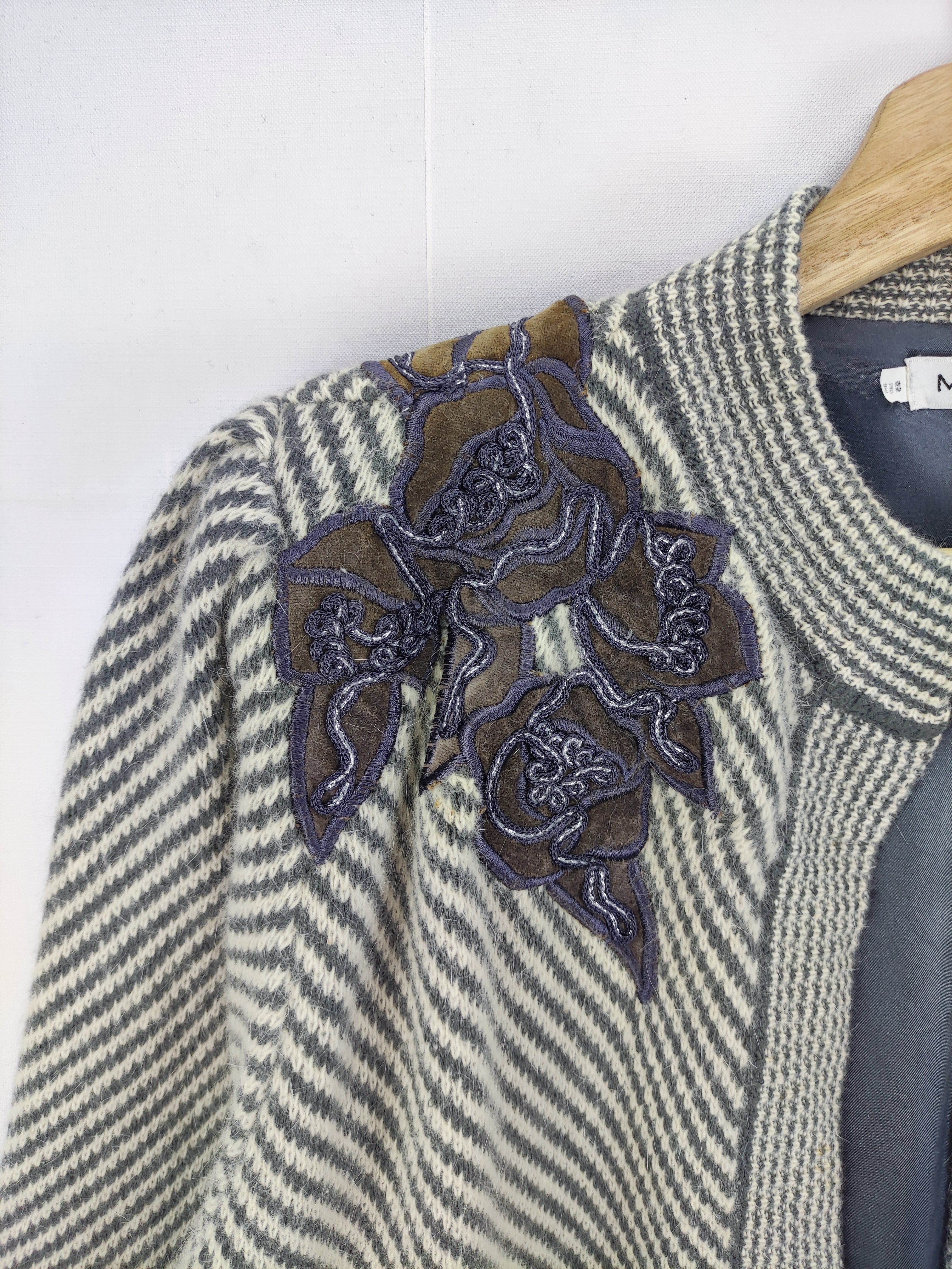 Vintage Cardigan Jacket Flower Embroidered By Miyata - 2
