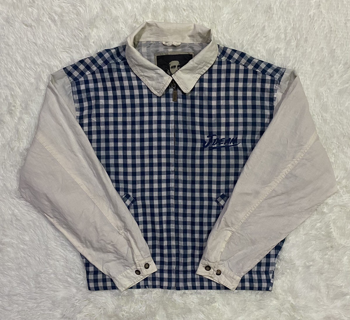 Vintage - Checkered James Dean Linen Cotton Zipper Jacket - 11