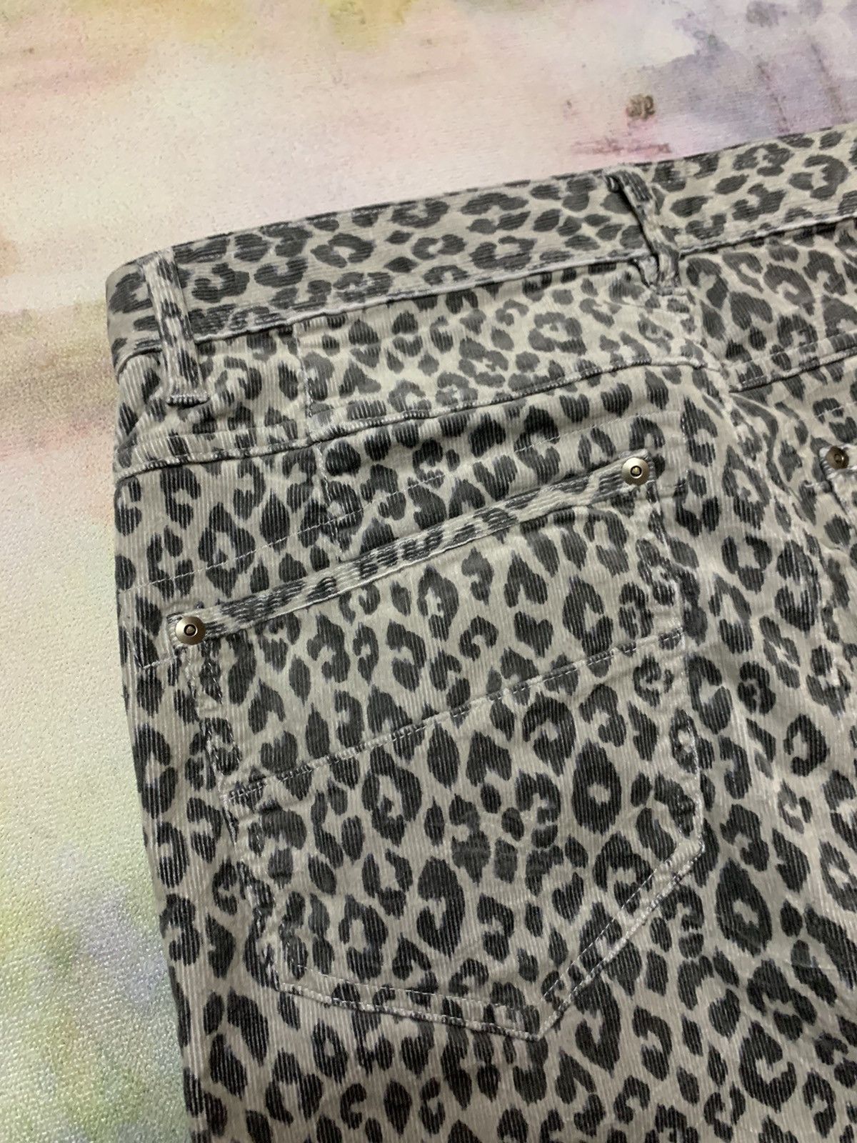 PPFM Leopard Gray Corduroy Velour Slim Pants Seditionaries - 5