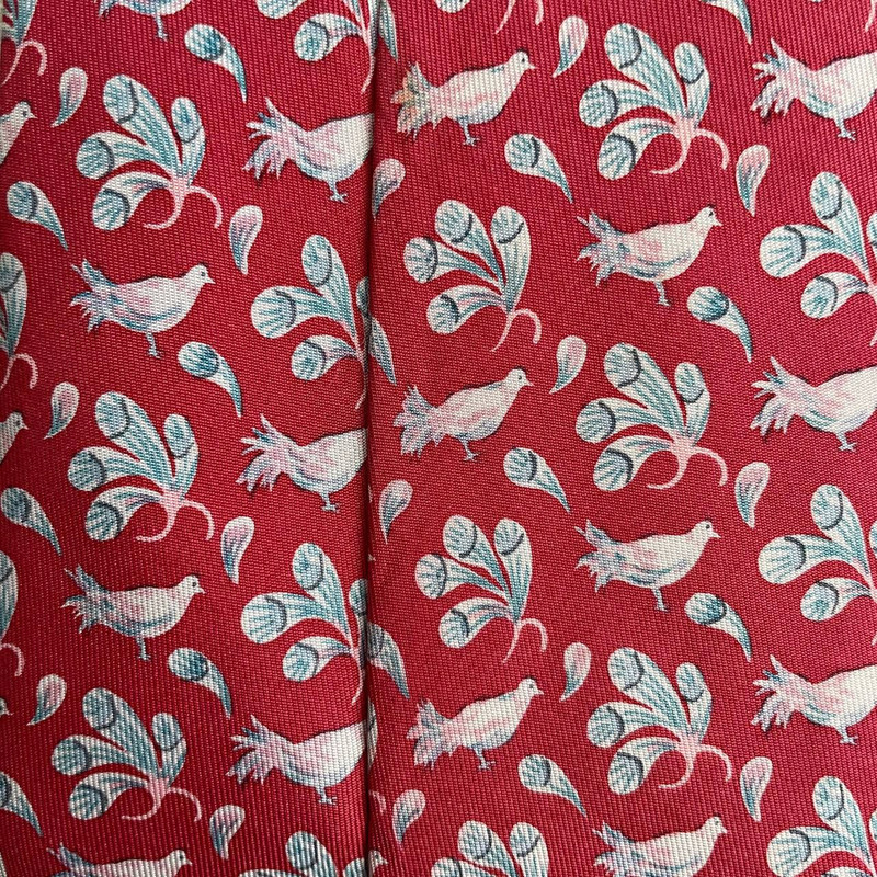 Hermes Paris Silk Tie 7071 TA Birds Red - 1