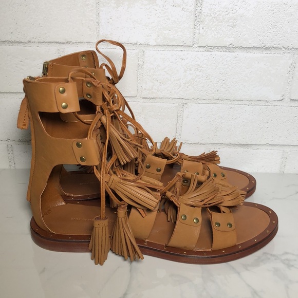 Rare ZARA Tassel Leather Roman Gladiator Sandals - 9