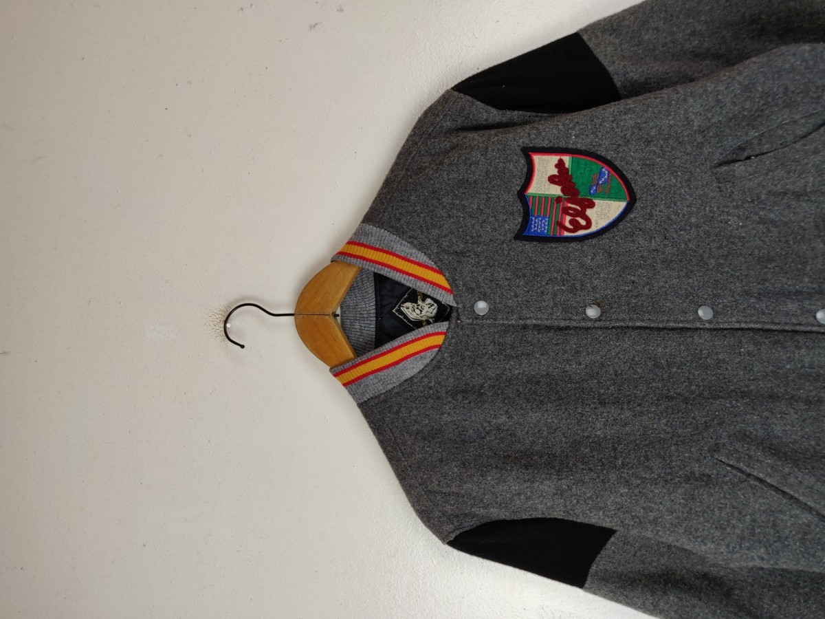 Varsity - Eljohn Classic Grey Wool Jacket Bomber Streetwear - 3