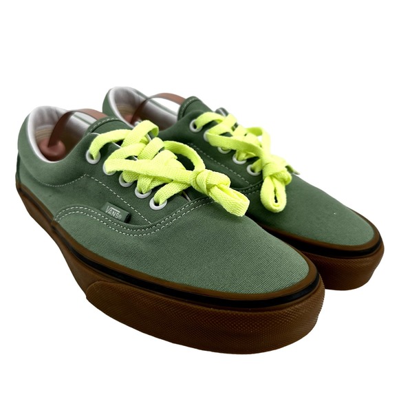 Vans Authentic Sneakers Skate Shoes Casual Skater Neon Strap Green M 7 W8.5 - 1