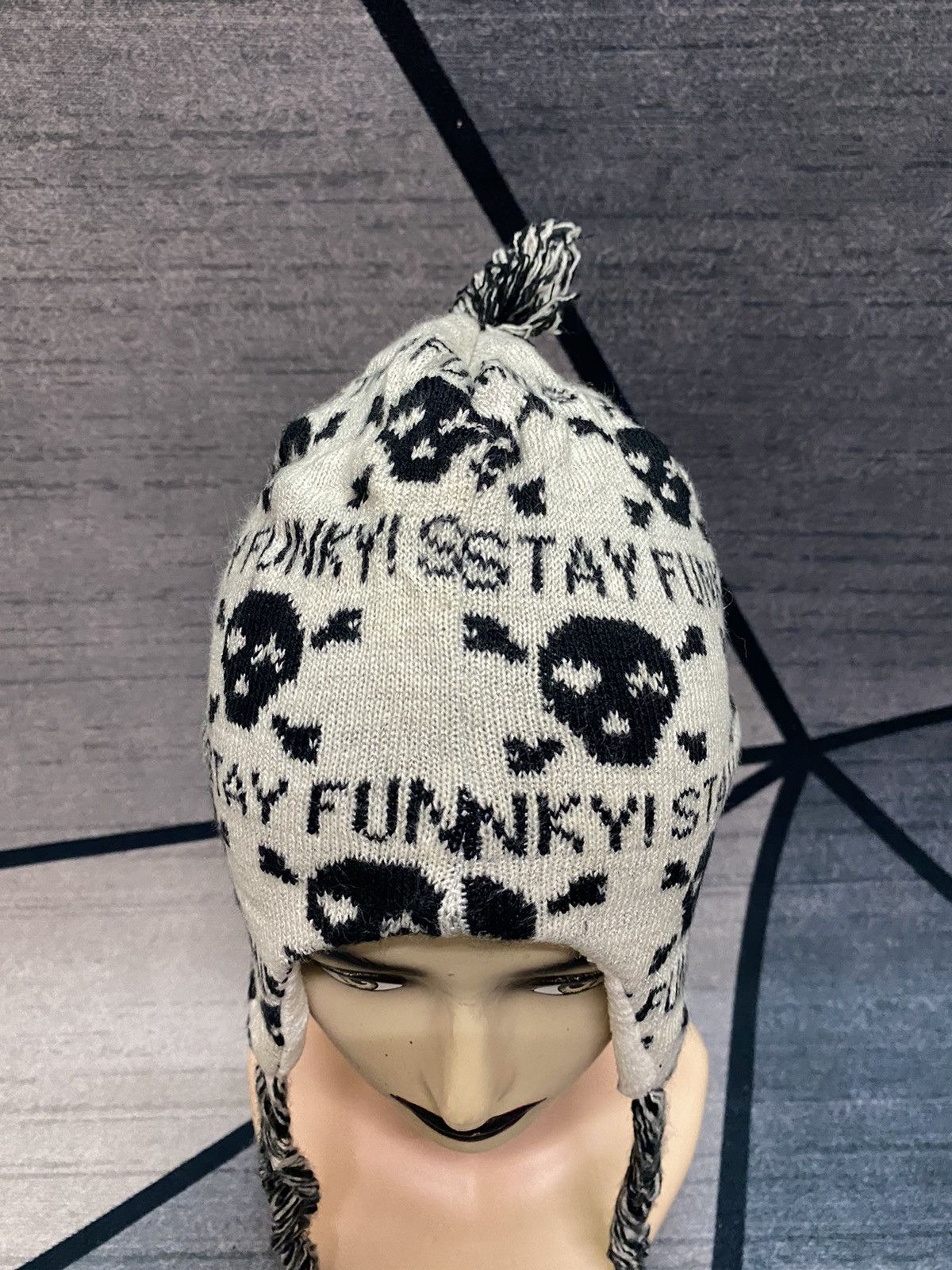 Japanese Brand Stay funky Skeleton Trapper Beanie Hat - 2