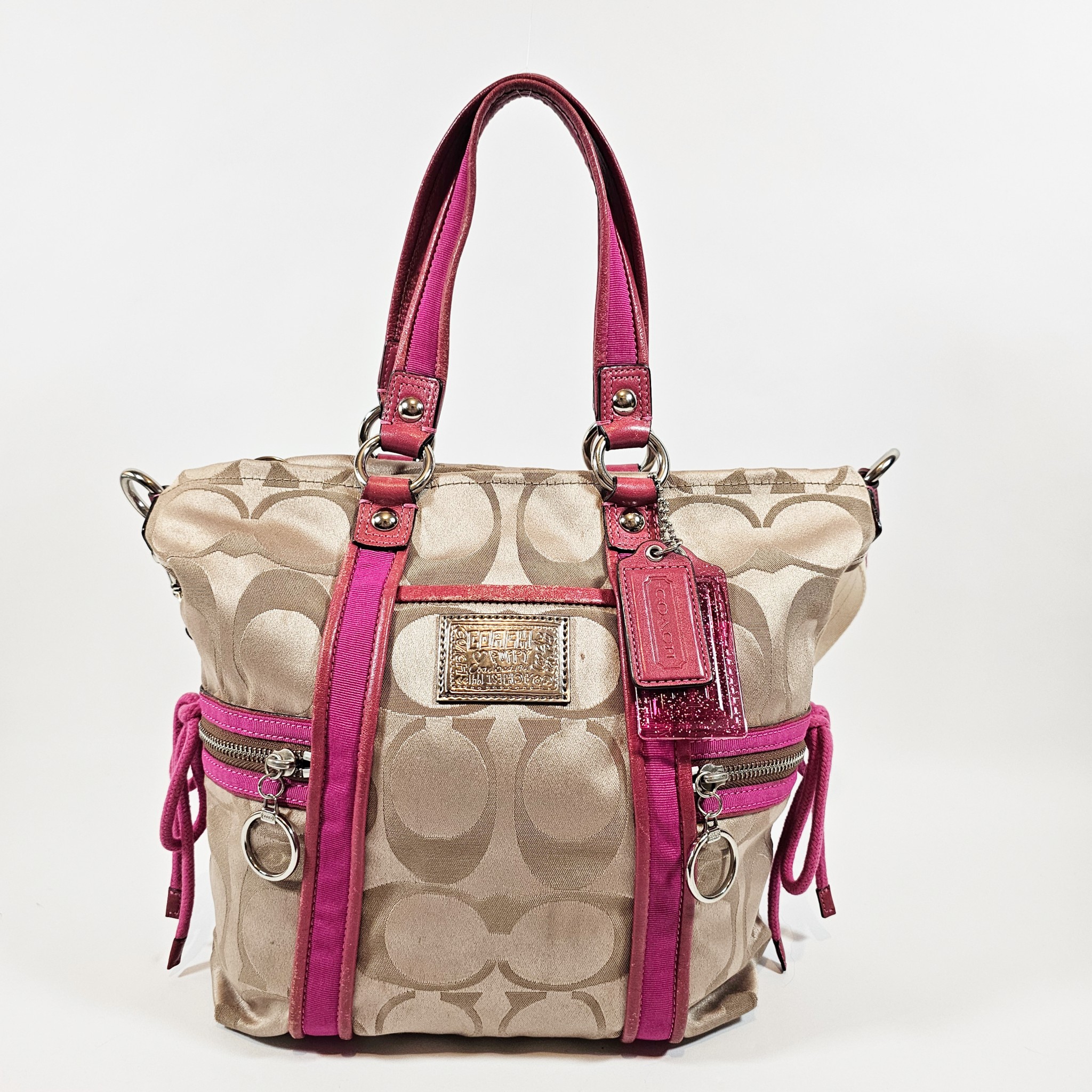 Other Designers Coach Hot Pink Zip Crossbody Tote Bag | poshbar