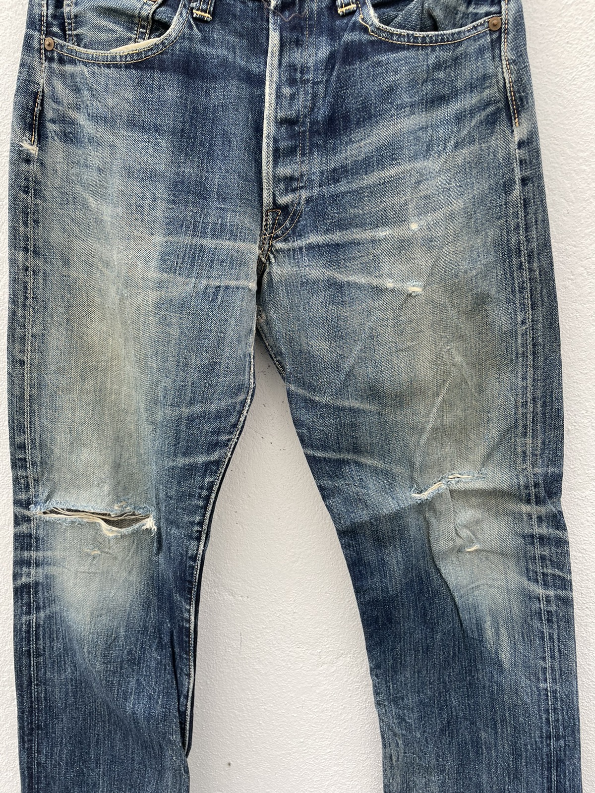 Vintage - Joe McCoy Distressed Rips Selvedge Denim Jeans - 3