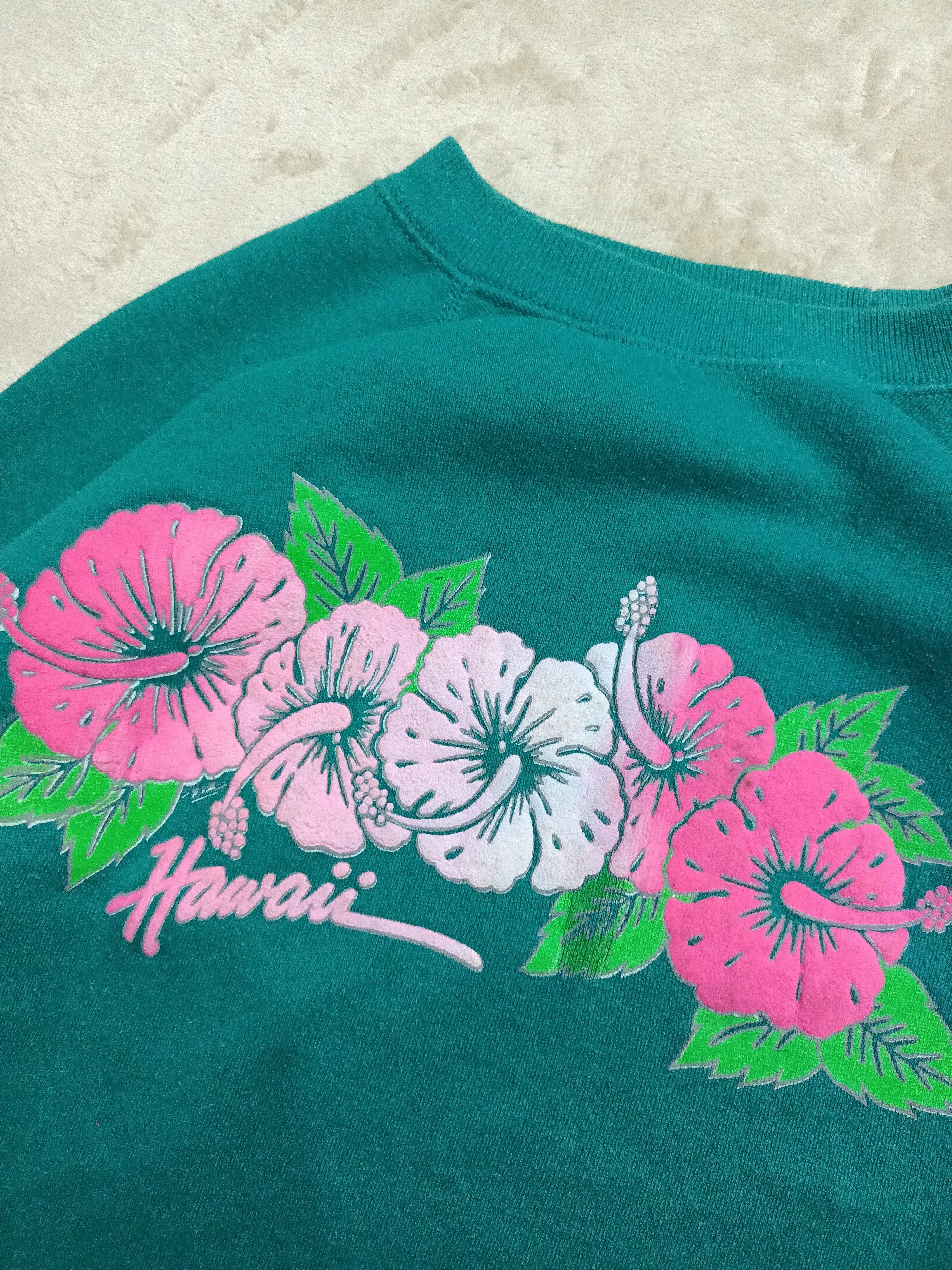 Vintage 80s Hawaii Floral Hibiscus Sweatshirt - 4