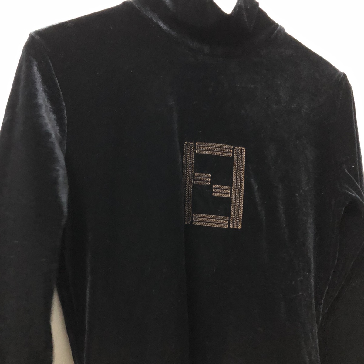 Vintage Fendi turtleneck FF logo velvet fabric - 4