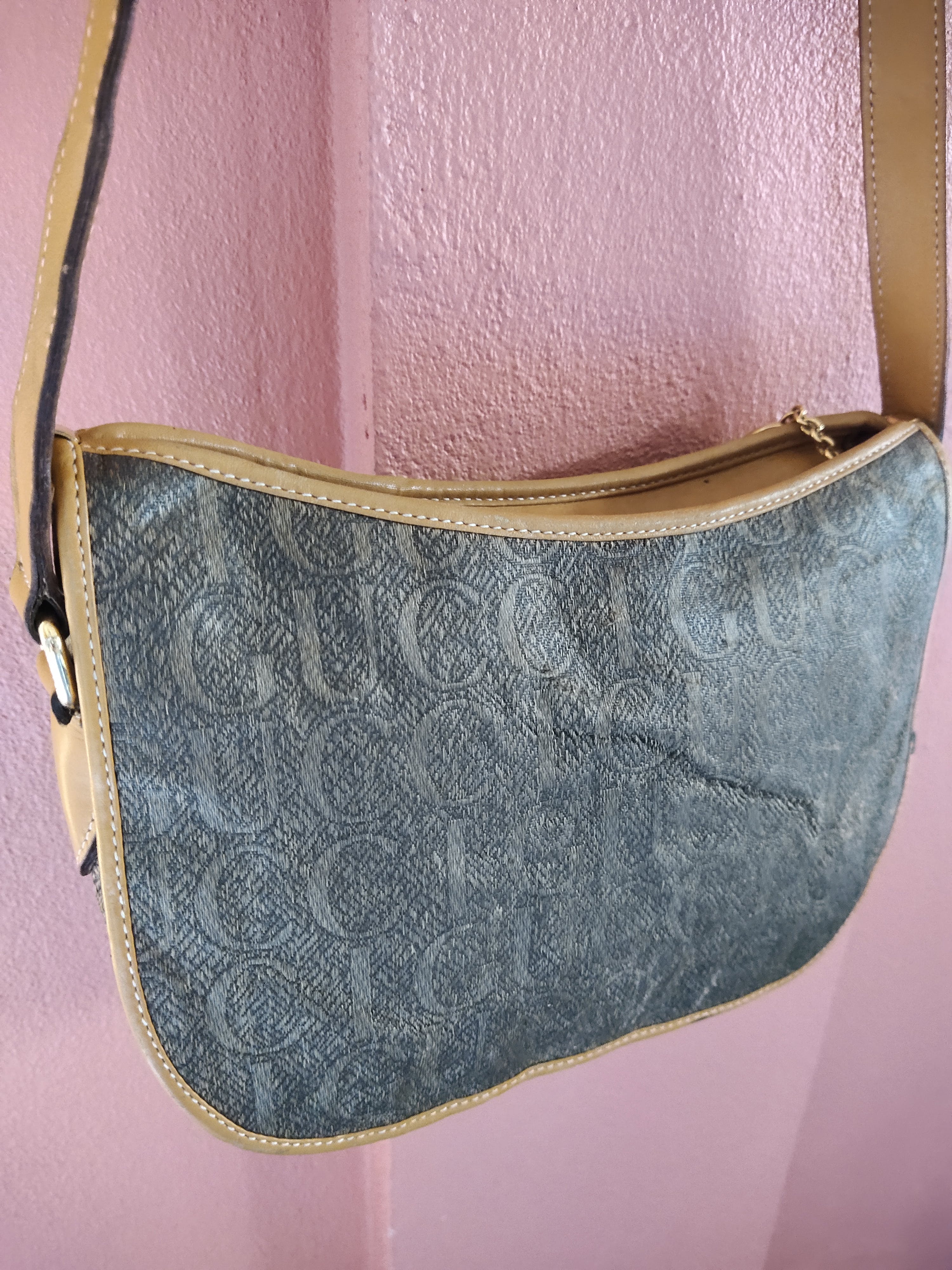 Vintage gucci canvas x leather satchel bag - 2