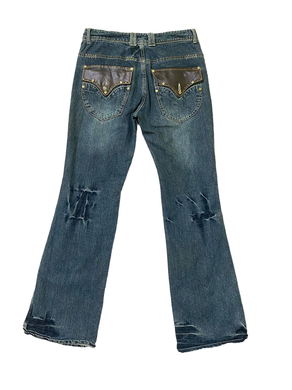 Vintage - FLARED💥 Indecent Leather Backpocket ClawMark Bootcut Denim - 1