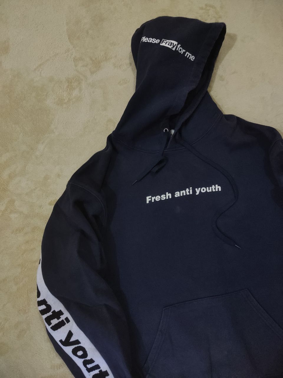 Japanese Brand - FRESH ANTI YOUTH 'Please Pray For Me' Sidetape Hoodie - 4