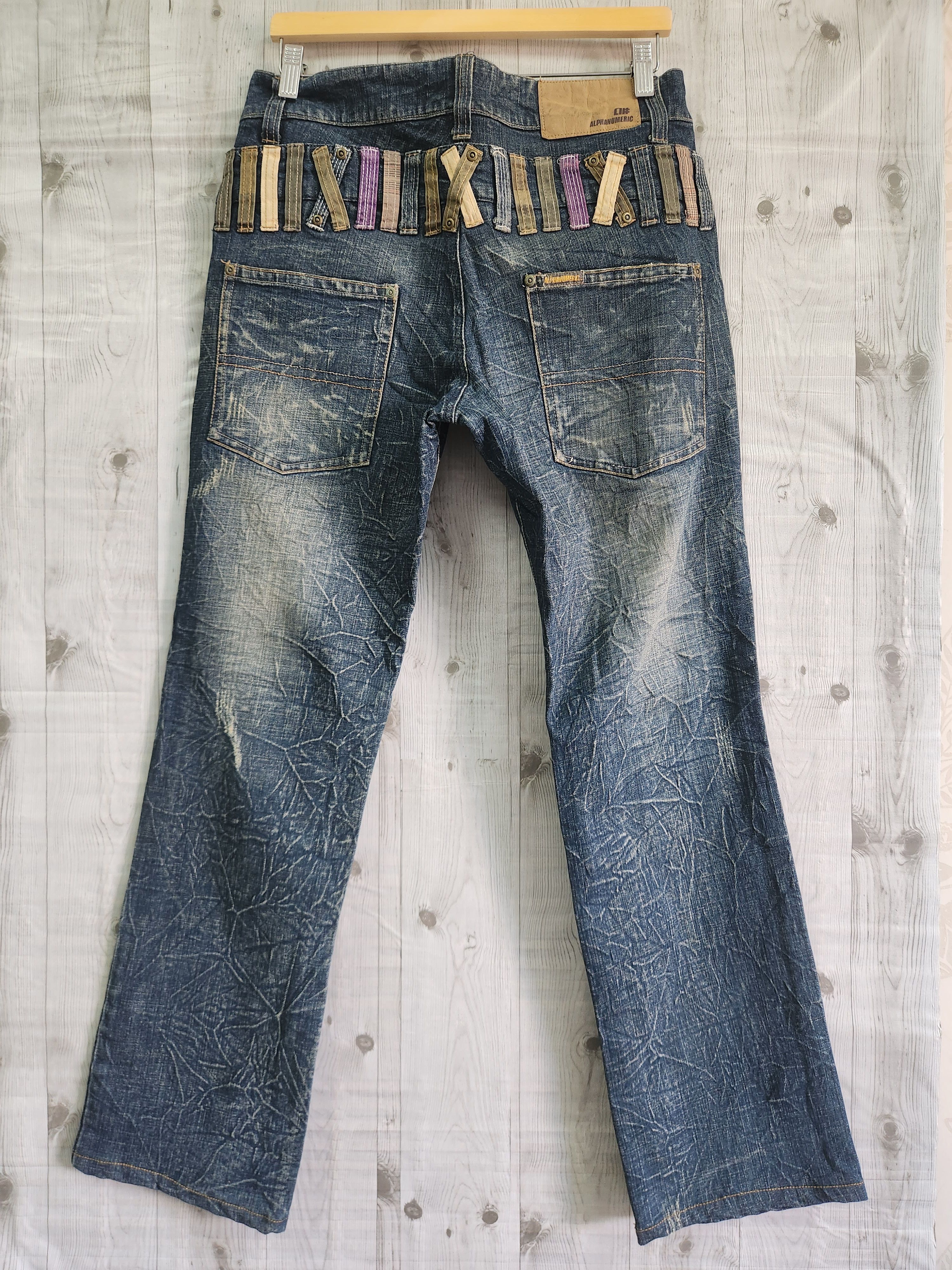 Japanese Brand - Alphanumeric Japanese Denim Acid Wash Double Waist Jeans - 22