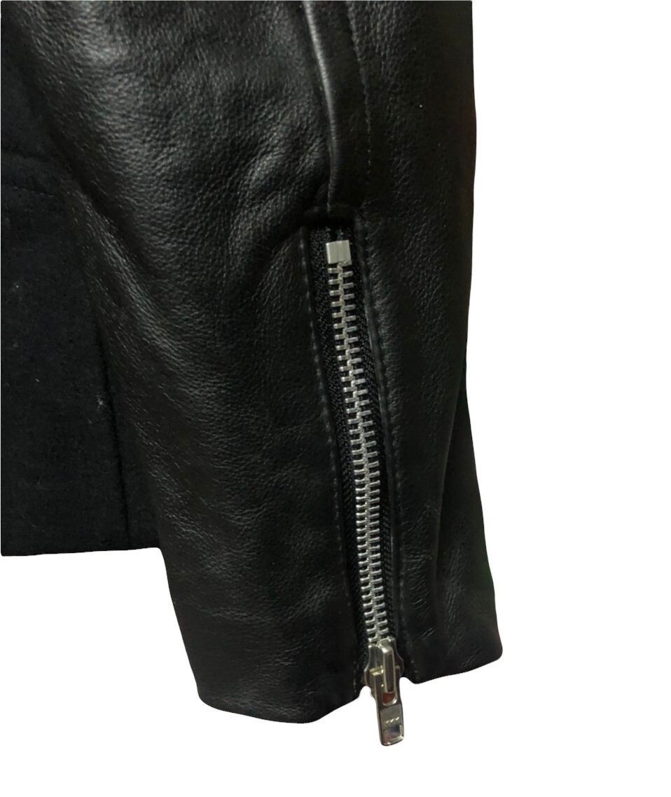 Rare🔥Nano Universe Black Leathe Bikers Jacket Double Collar - 7