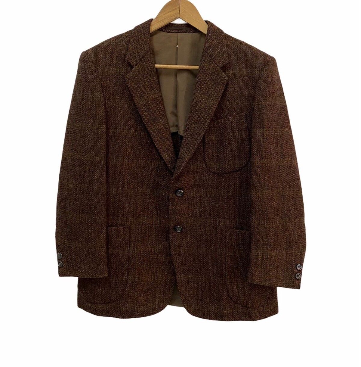 Vintage Folkland Tweed Harris Tweed Style Wool Blazer Jacket - 1
