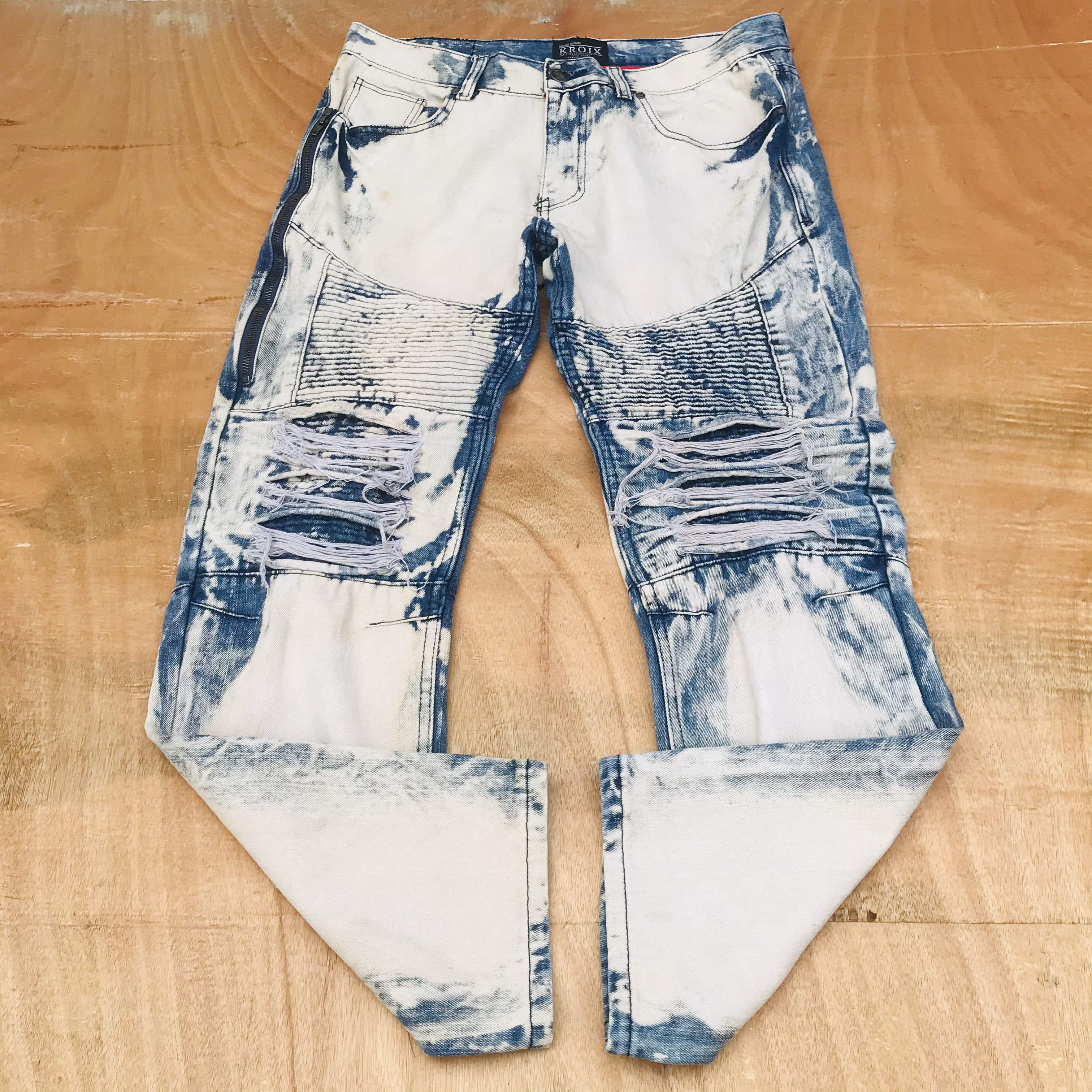 Distressed Denim - Kroix Distressed biker bleach jean Balmain biker inspired - 2