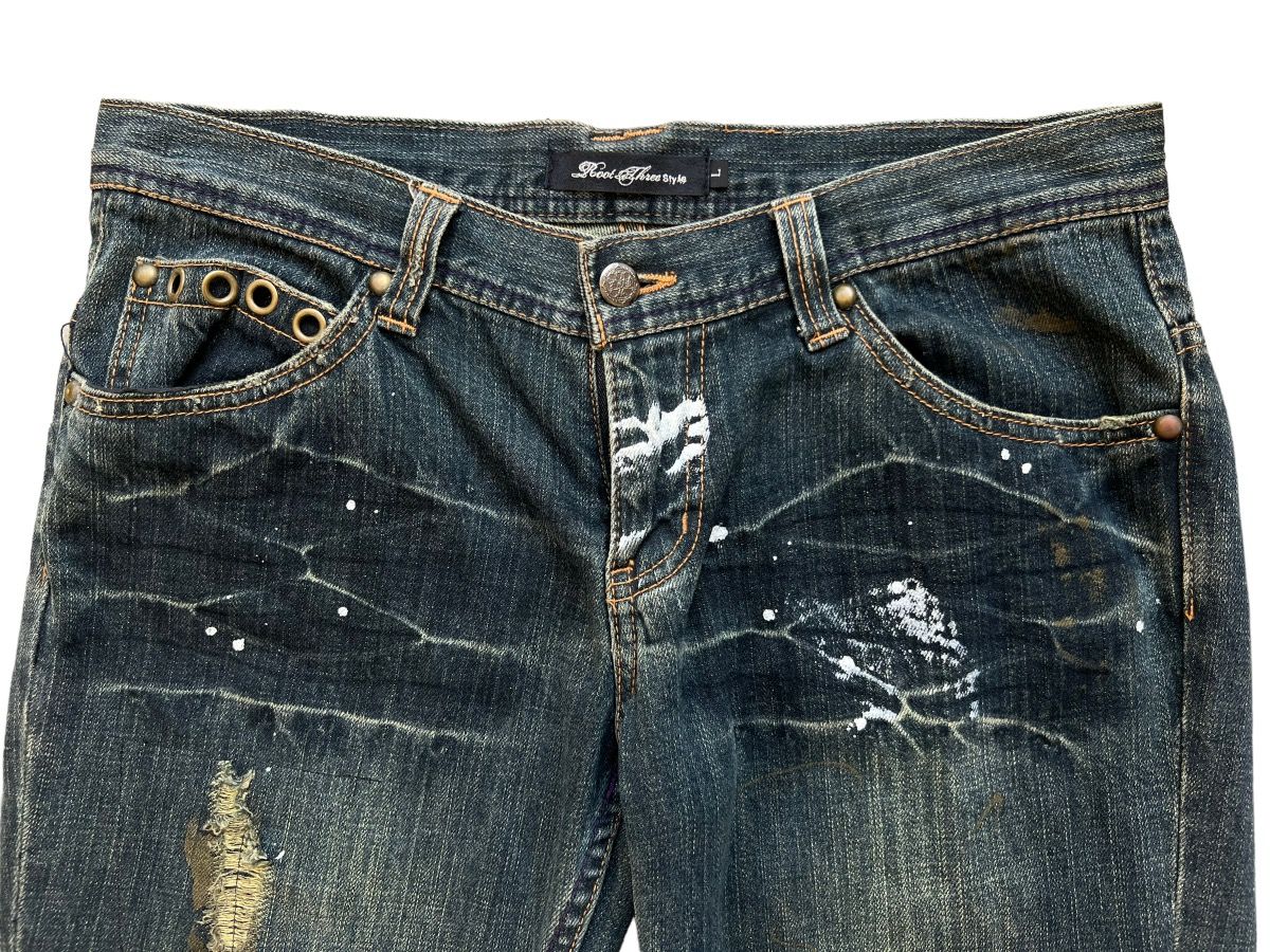 Hype - Roots Japan Distressed Riped Rusty Denim Painted Jeans 33x33 - 8