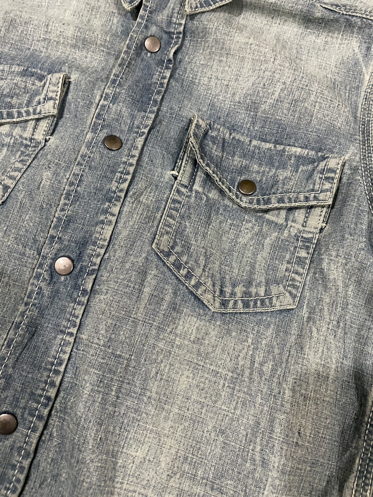 Rare💥 Sacai luck Flared Stonewash Denim Snap Button Shirts - 10