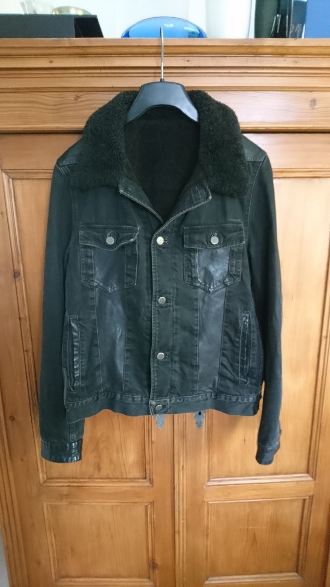 RARE Black Label Teddy Sherpa Denim Leather Detail Jacket - 2