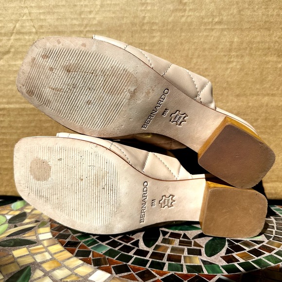 Anthropologie - Anthro Bernardo Jemma Blush Glove Sandals Quilted Upper Slip On Square Toe 8 - 8