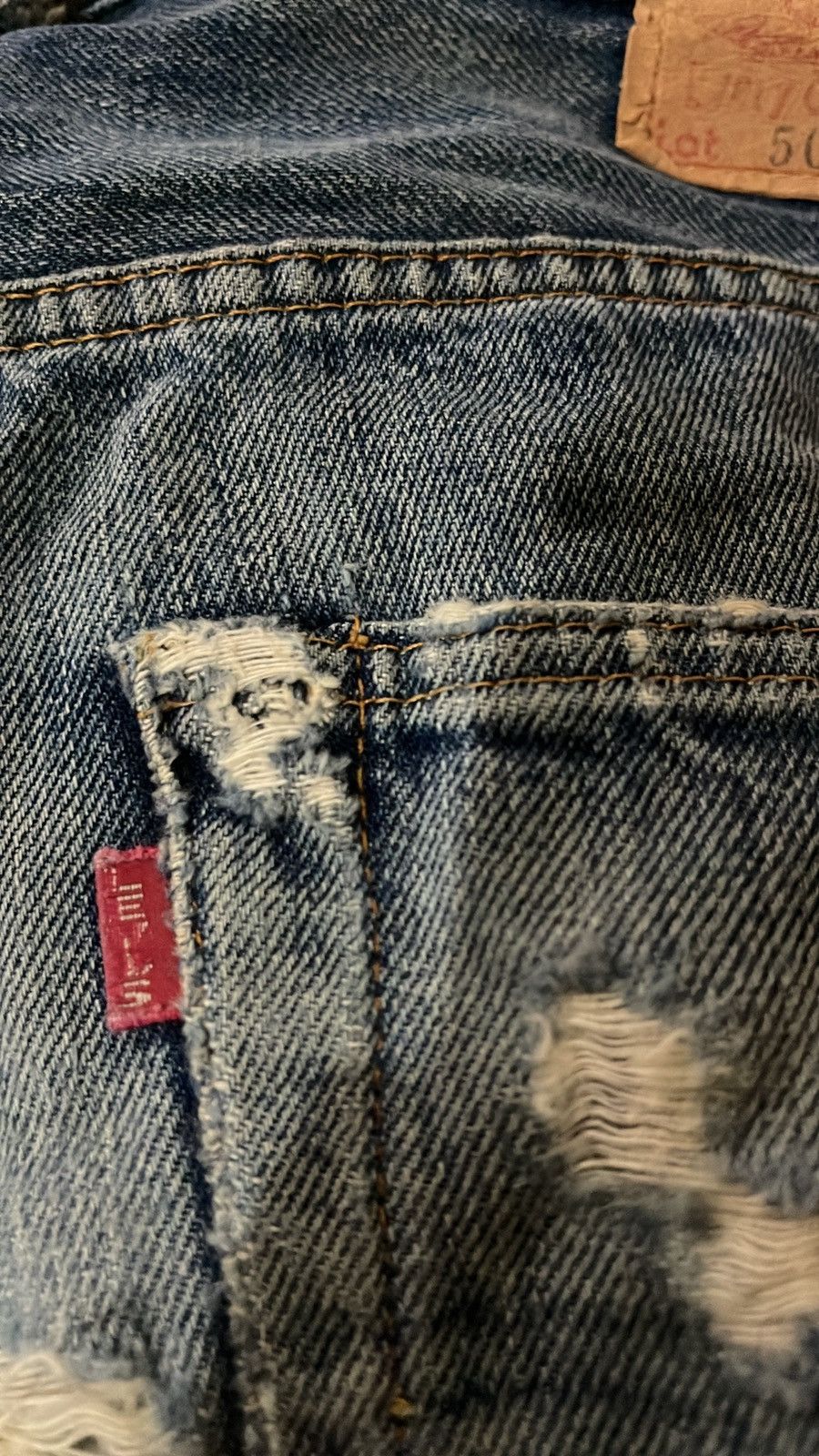 Vintage - 90’s LEVI’S 501 BIG E” Distressed Made in San Francisco US - 8