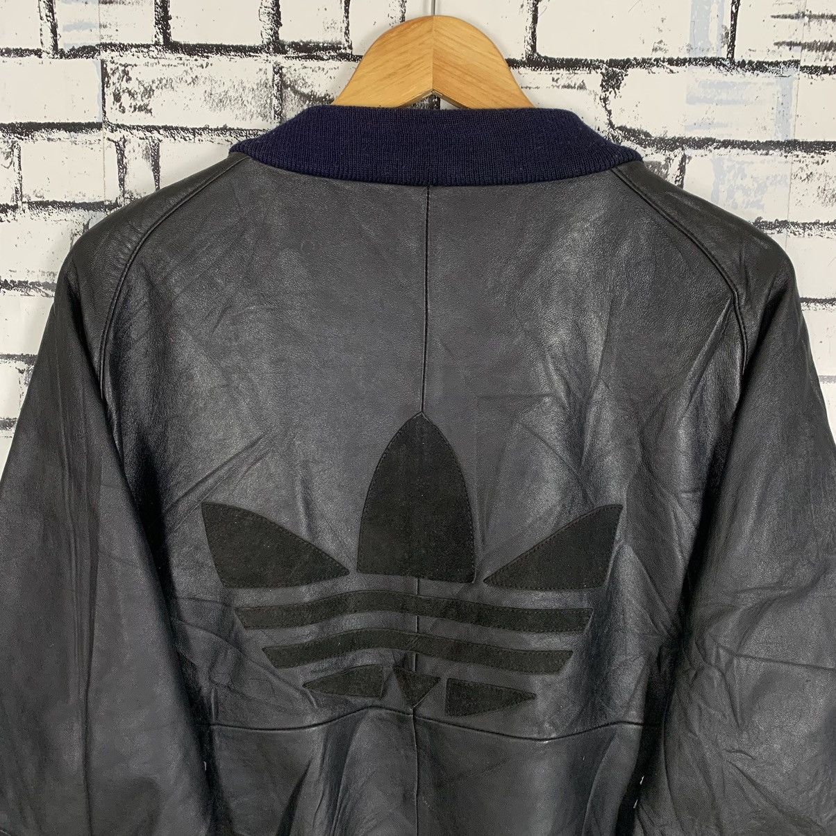 Adidas 3 Stripes Big Logo Leather Jacket - 9