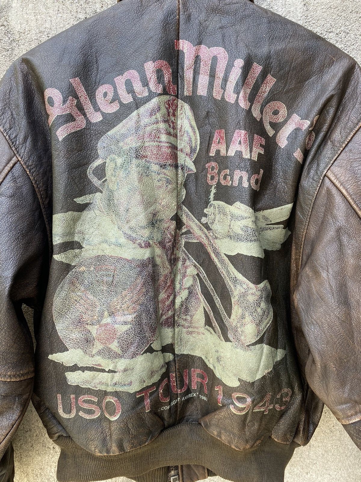 🔥 1980’s Avirex Glenn Miller Aaf Band Leather Bomber Jacket - 8